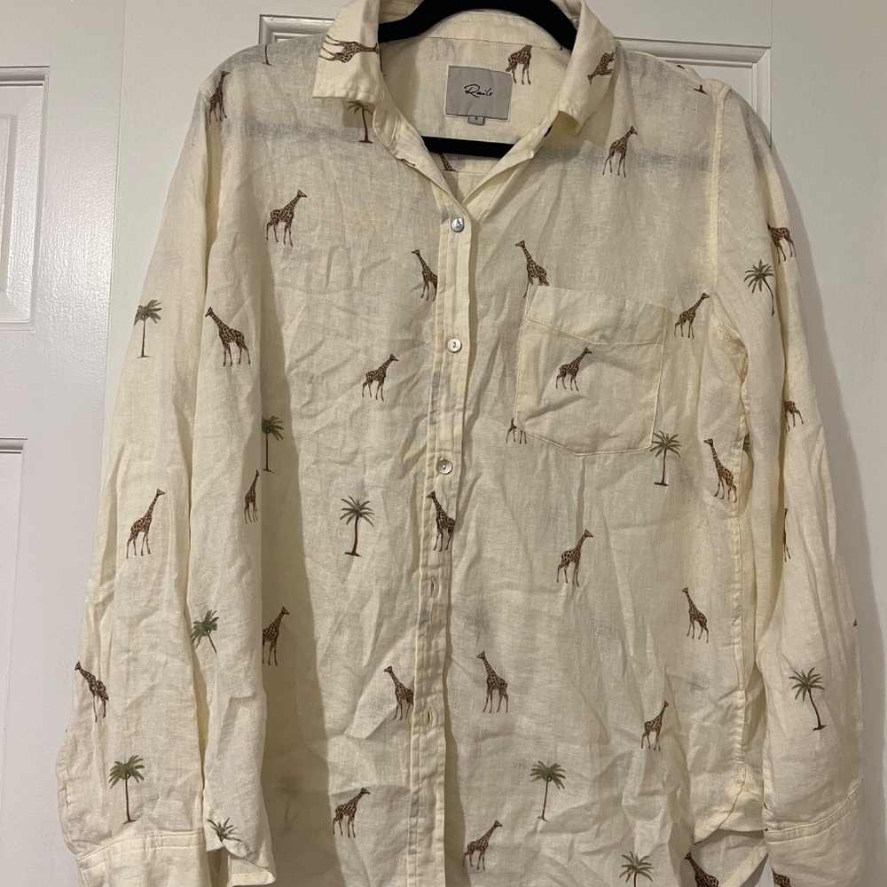 Rails Giraffe Print Button Down Shirt - image 3